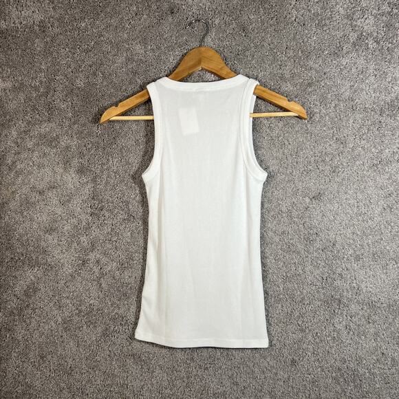 J. Crew Tank Top Womens XS White Sleeveless Ribbed Pullover Cotton Blend Casual - Picture 2 of 10